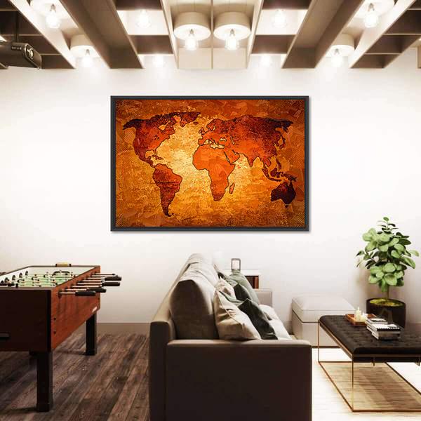 World Map Art Canvas Wall Art-5 Horizontal-Gallery Wrap-22" x 12"-Tiaracle