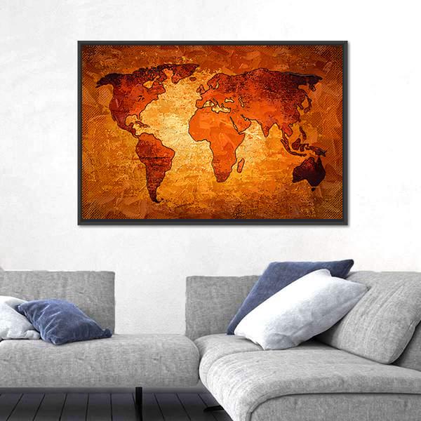 World Map Art Canvas Wall Art-5 Horizontal-Gallery Wrap-22" x 12"-Tiaracle