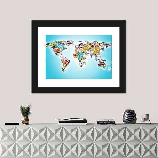 World Map From Pills Canvas Wall Art-1 Piece-Framed Print-30" x 20"-Tiaracle
