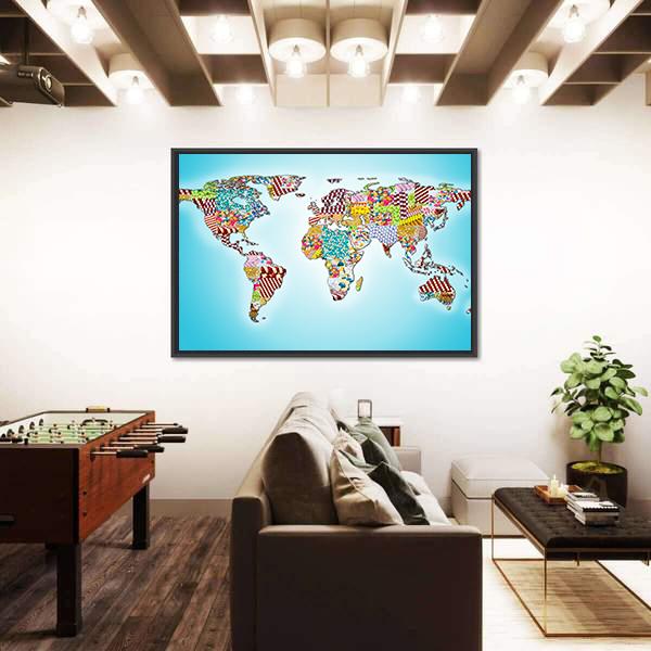 World Map From Pills Canvas Wall Art-5 Horizontal-Gallery Wrap-22" x 12"-Tiaracle