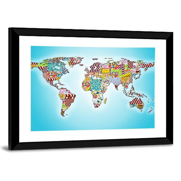 World Map From Pills Canvas Wall Art-5 Horizontal-Gallery Wrap-22" x 12"-Tiaracle
