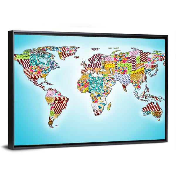 World Map From Pills Canvas Wall Art-5 Horizontal-Gallery Wrap-22" x 12"-Tiaracle