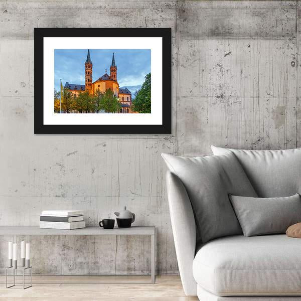Wurzburg Cathedral In Bavaria Canvas Wall Art-5 Horizontal-Gallery Wrap-22" x 12"-Tiaracle