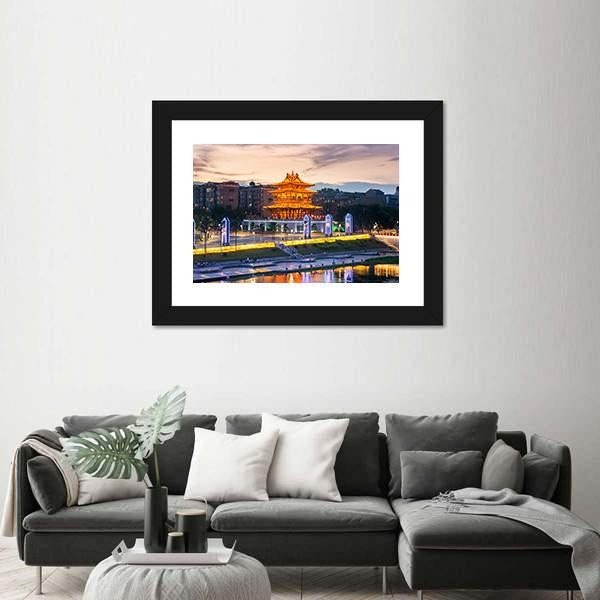 Xiaoyao Tower In Guilin China Canvas Wall Art-5 Horizontal-Gallery Wrap-22" x 12"-Tiaracle