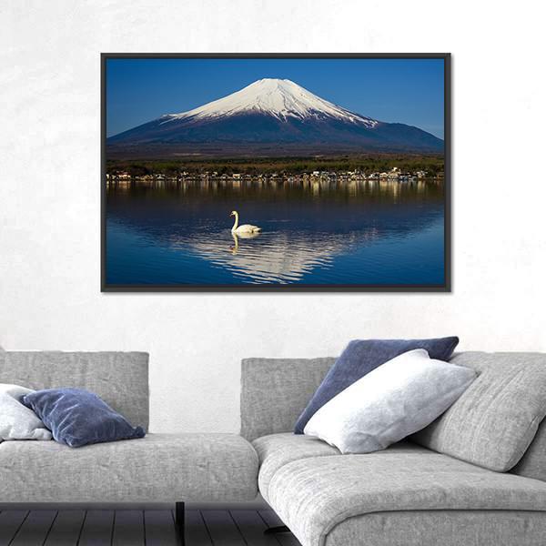 Yamanaka lake with Mount Fujisan Canvas Wall Art-5 Horizontal-Gallery Wrap-22" x 12"-Tiaracle