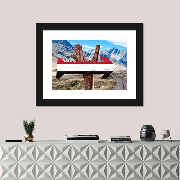 Yemen Flag Sign Canvas Wall Art-1 Piece-Framed Print-42" x 14"-Tiaracle