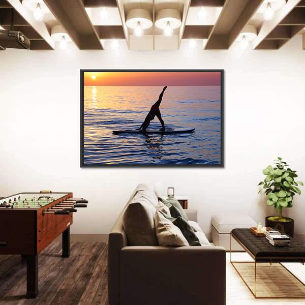 Yoga Exercise On The Beach Canvas Wall Art-5 Horizontal-Gallery Wrap-22&quot; x 12&quot;-Tiaracle
