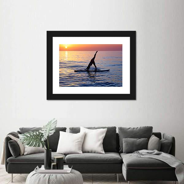 Yoga Exercise On The Beach Canvas Wall Art-5 Horizontal-Gallery Wrap-22&quot; x 12&quot;-Tiaracle