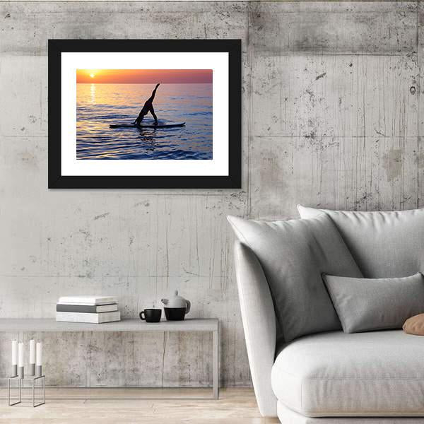 Yoga Exercise On The Beach Canvas Wall Art-5 Horizontal-Gallery Wrap-22&quot; x 12&quot;-Tiaracle