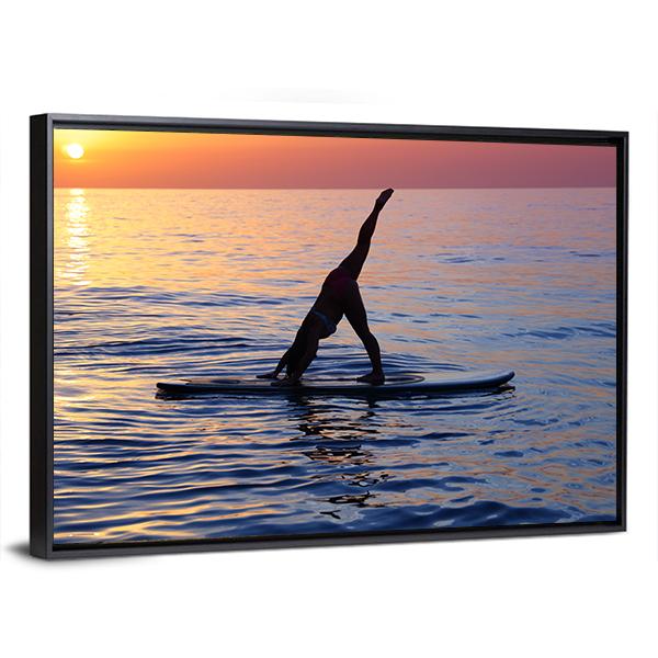 Yoga Exercise On The Beach Canvas Wall Art-5 Horizontal-Gallery Wrap-22" x 12"-Tiaracle