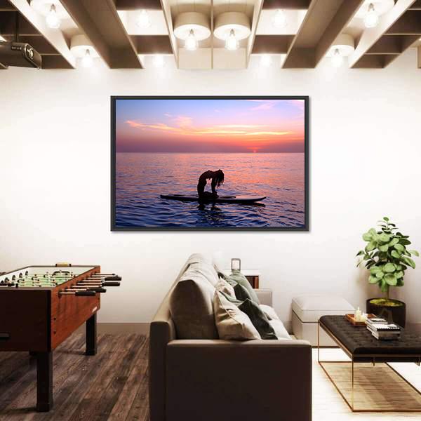 Yoga Trainer On The Paddle Board Canvas Wall Art-5 Horizontal-Gallery Wrap-22&quot; x 12&quot;-Tiaracle