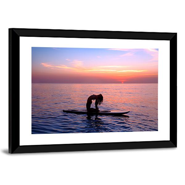 Yoga Trainer On The Paddle Board Canvas Wall Art-5 Horizontal-Gallery Wrap-22&quot; x 12&quot;-Tiaracle