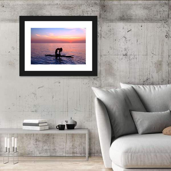 Yoga Trainer On The Paddle Board Canvas Wall Art-5 Horizontal-Gallery Wrap-22&quot; x 12&quot;-Tiaracle
