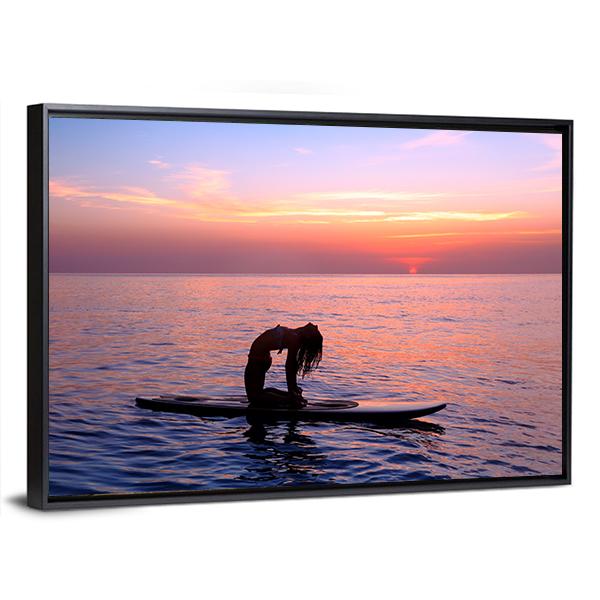 Yoga Trainer On The Paddle Board Canvas Wall Art-5 Horizontal-Gallery Wrap-22&quot; x 12&quot;-Tiaracle