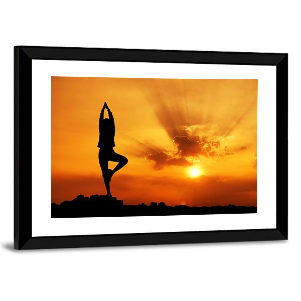 Yoga Woman In Morning Canvas Wall Art-5 Horizontal-Gallery Wrap-22" x 12"-Tiaracle