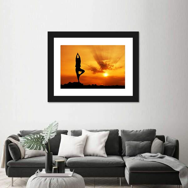 Yoga Woman In Morning Canvas Wall Art-5 Horizontal-Gallery Wrap-22" x 12"-Tiaracle