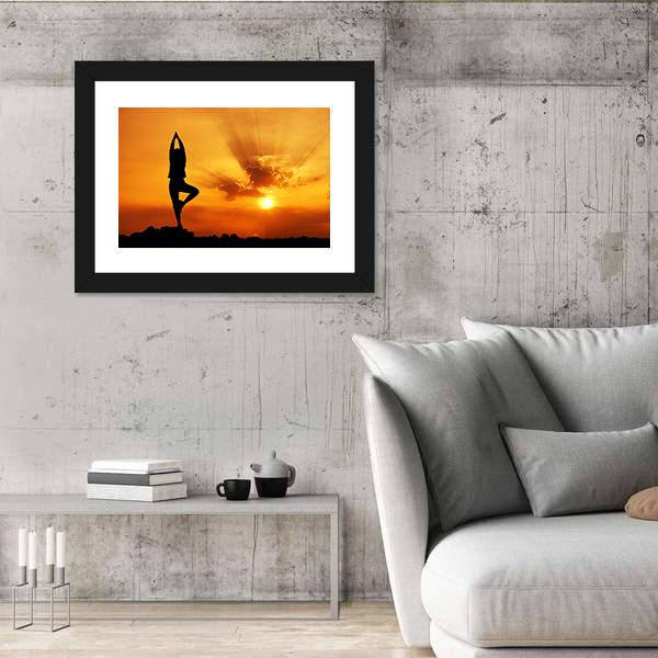 Yoga Woman In Morning Canvas Wall Art-5 Horizontal-Gallery Wrap-22" x 12"-Tiaracle