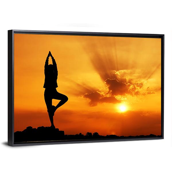 Yoga Woman In Morning Canvas Wall Art-5 Horizontal-Gallery Wrap-22" x 12"-Tiaracle