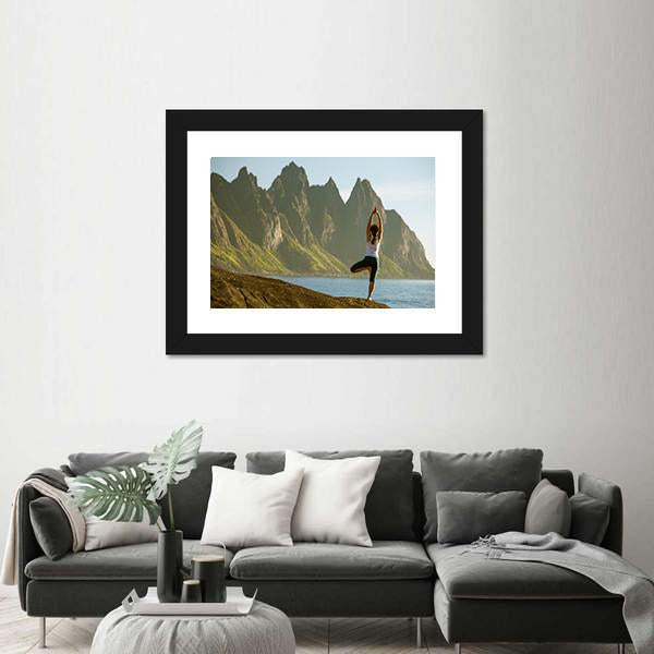 Young Woman Practicing Yoga Canvas Wall Art-1 Piece-Framed Print-30" x 20"-Tiaracle