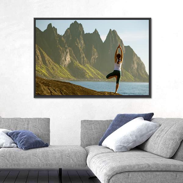 Young Woman Practicing Yoga Canvas Wall Art-5 Horizontal-Gallery Wrap-22" x 12"-Tiaracle