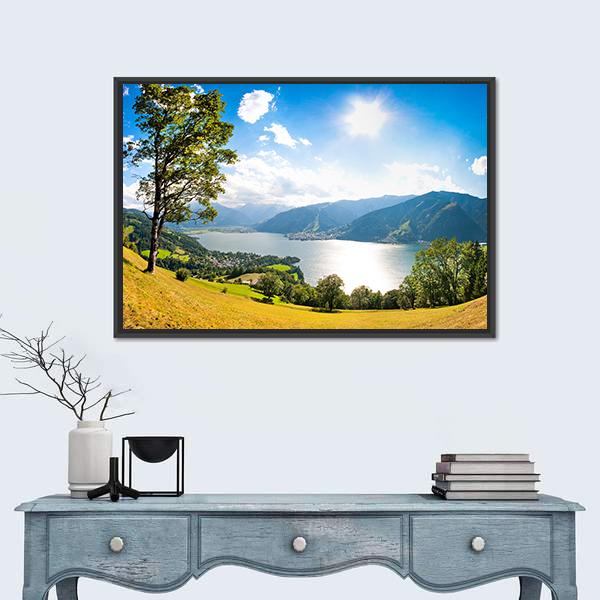 Zeller Lake In Salzburg Austria Canvas Wall Art-1 Piece-Floating Frame-36" x 24"-Tiaracle