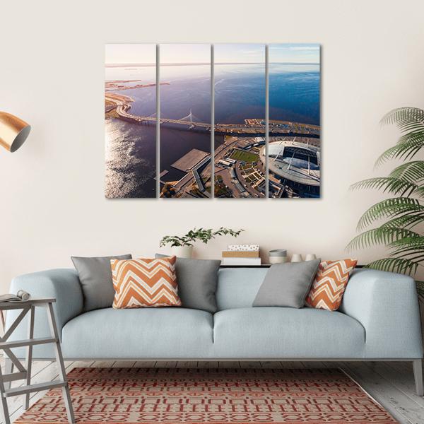 Zenit Arena In Russia Canvas Wall Art-4 Horizontal-Gallery Wrap-34" x 24"-Tiaracle