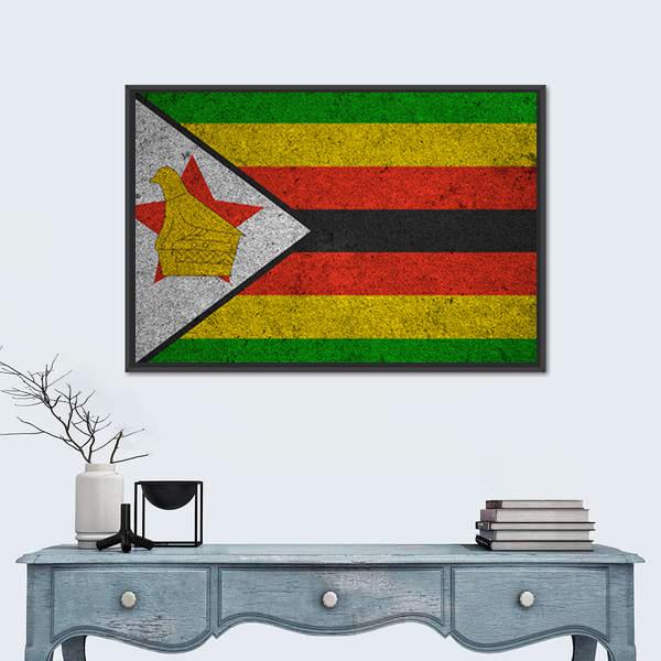 Zimbabwe Flag Canvas Wall Art-1 Piece-Floating Frame-36" x 24"-Tiaracle