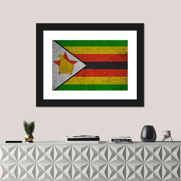 Zimbabwe Flag Canvas Wall Art-1 Piece-Framed Print-42" x 14"-Tiaracle