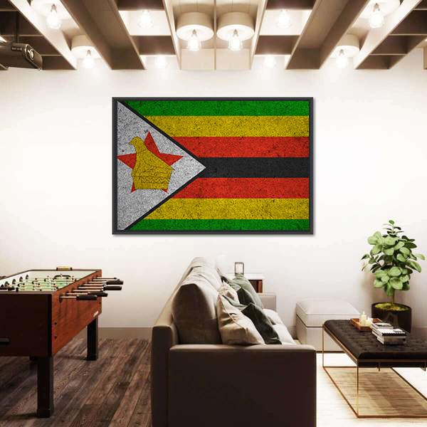 Zimbabwe Flag Canvas Wall Art-5 Horizontal-Gallery Wrap-22" x 12"-Tiaracle