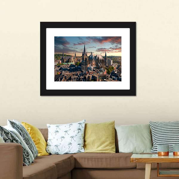 Aachen City Canvas Wall Art-1 Piece-Framed Print-20" x 16"-Tiaracle