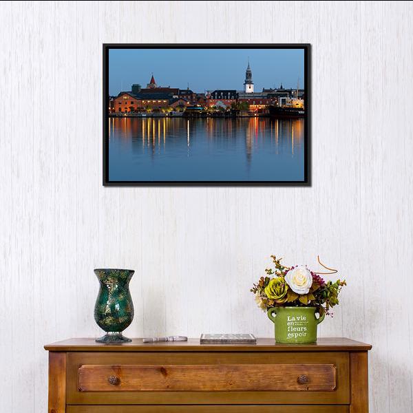 Aalborg Cityscape At Night Panoramic Canvas Wall Art-1 Piece-36" x 12"-Tiaracle