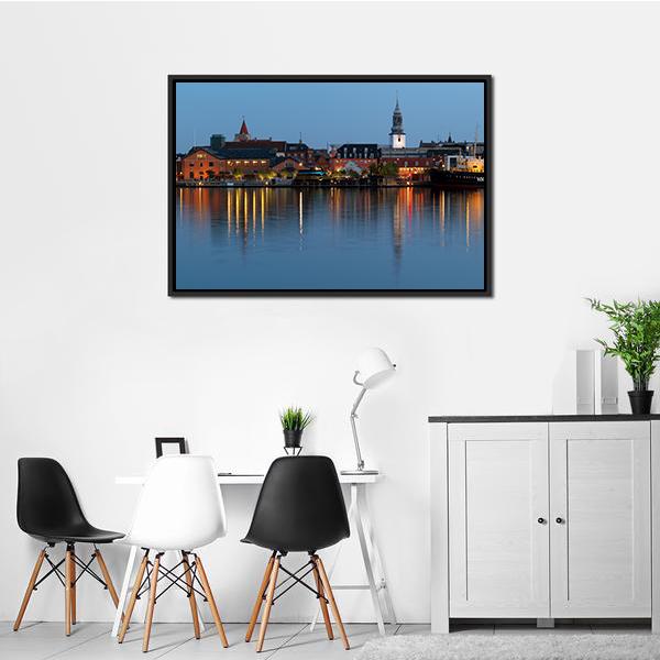 Aalborg Cityscape At Night Panoramic Canvas Wall Art-1 Piece-36" x 12"-Tiaracle