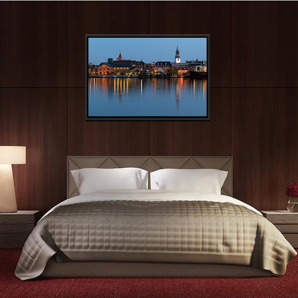 Aalborg Cityscape At Night Panoramic Canvas Wall Art-1 Piece-36" x 12"-Tiaracle