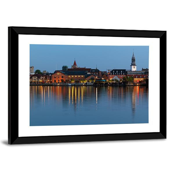 Aalborg Cityscape At Night Panoramic Canvas Wall Art-1 Piece-36" x 12"-Tiaracle