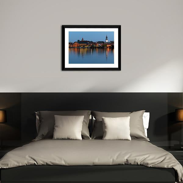 Aalborg Cityscape At Night Panoramic Canvas Wall Art-1 Piece-36" x 12"-Tiaracle