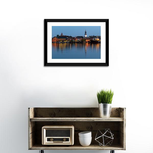 Aalborg Cityscape At Night Panoramic Canvas Wall Art-1 Piece-36" x 12"-Tiaracle