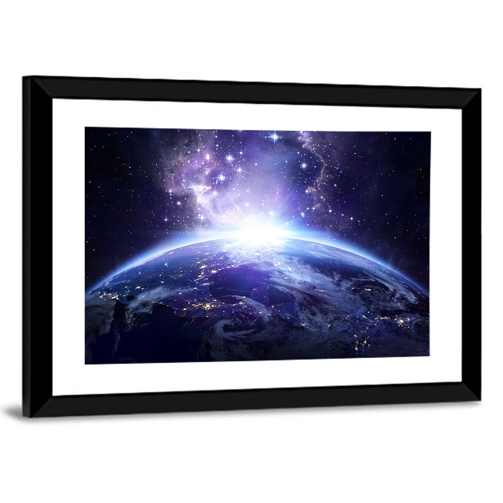 Glowing Lights on Planet Earth Canvas Wall Art