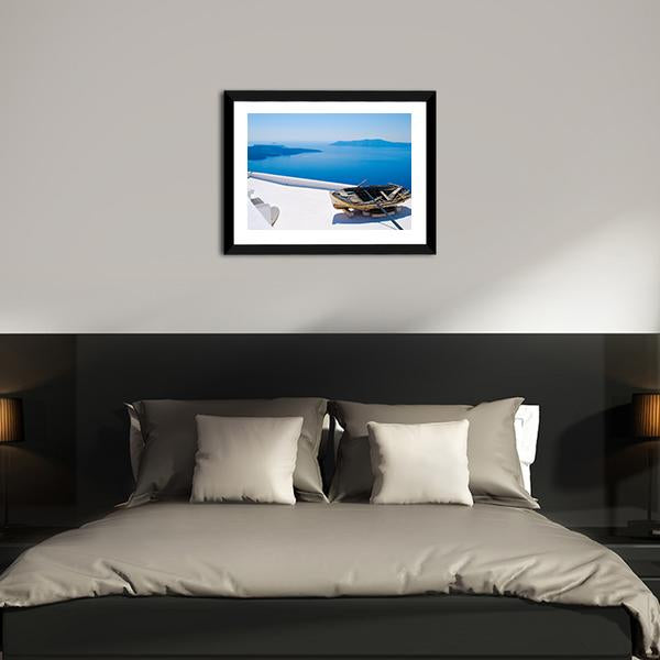 Abandoned Boat On Santorini Islands Canvas Wall Art-3 Horizontal-Gallery Wrap-25" x 16"-Tiaracle
