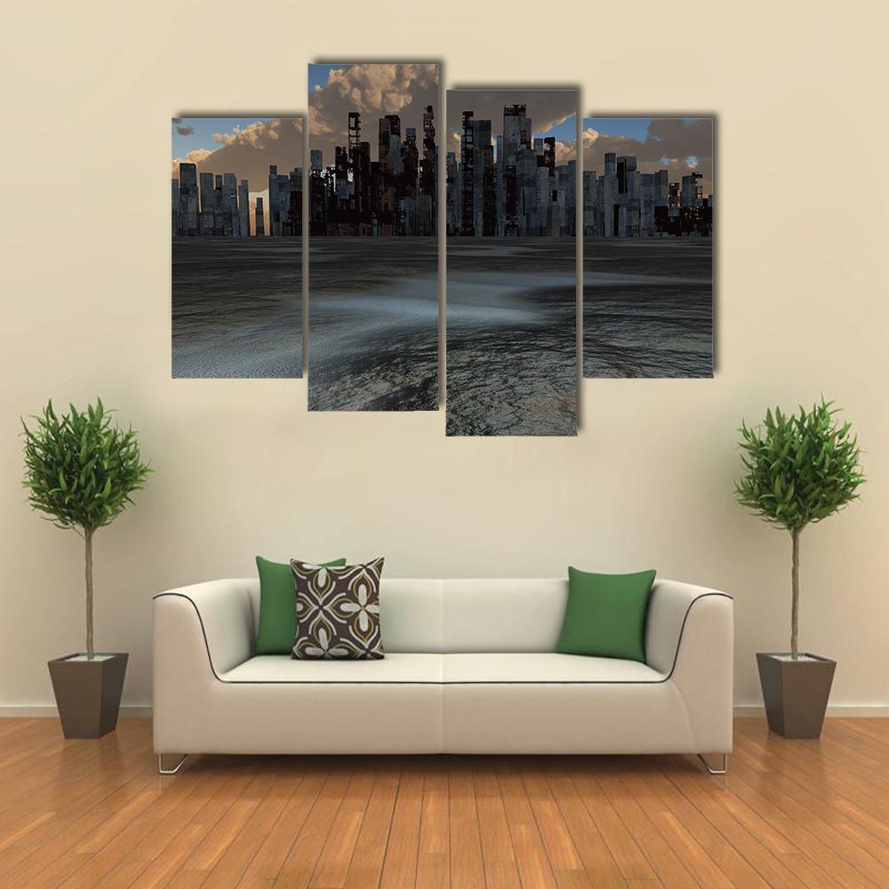 Abandoned City Canvas Wall Art-4 Pop-Gallery Wrap-50" x 32"-Tiaracle
