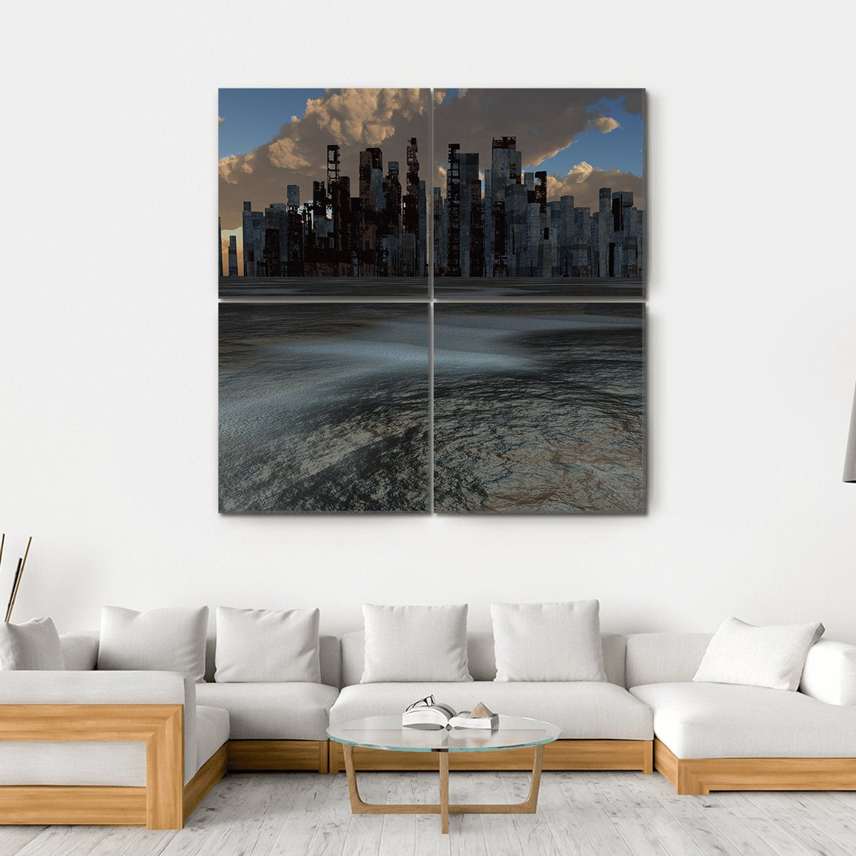 Abandoned City Canvas Wall Art-4 Square-Gallery Wrap-17" x 17"-Tiaracle