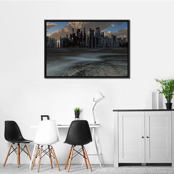Abandoned City Canvas Wall Art-1 Piece-Floating Frame-24" x 16"-Tiaracle