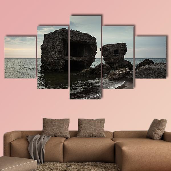 Fortifications At Baltic Sea Coast Canvas Wall Art-5 Star-Gallery Wrap-62" x 32"-Tiaracle