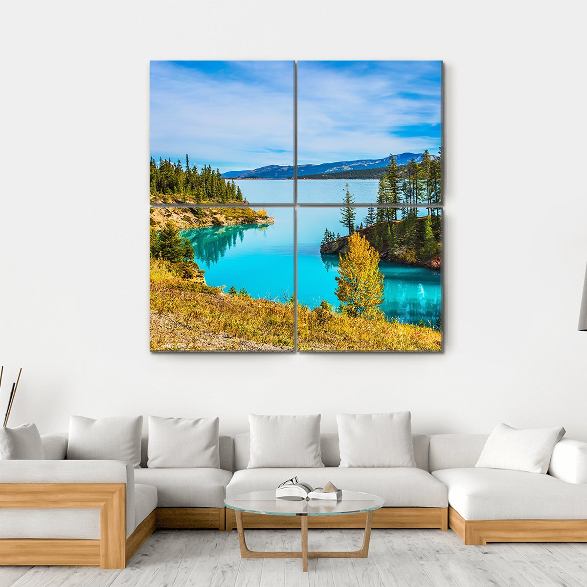 Abraham Lake In Canada Canvas Wall Art-4 Square-Gallery Wrap-17" x 17"-Tiaracle