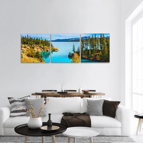 Abraham Lake in Canada Panoramic Canvas Wall Art-3 Piece-25" x 08"-Tiaracle