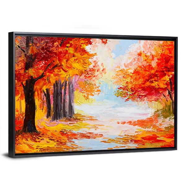 Abstract Autumn Forest Canvas Wall Art-3 Horizontal-Gallery Wrap-25&quot; x 16&quot;-Tiaracle
