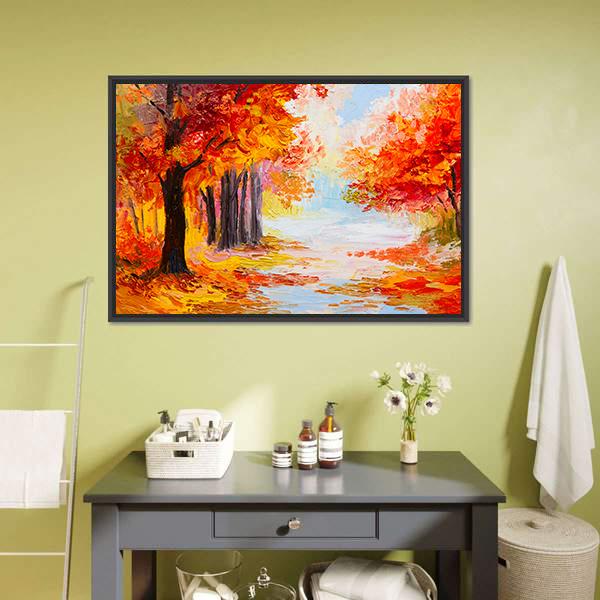 Abstract Autumn Forest Canvas Wall Art-3 Horizontal-Gallery Wrap-25&quot; x 16&quot;-Tiaracle