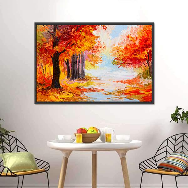 Abstract Autumn Forest Canvas Wall Art-1 Piece-Floating Frame-24&quot; x 16&quot;-Tiaracle