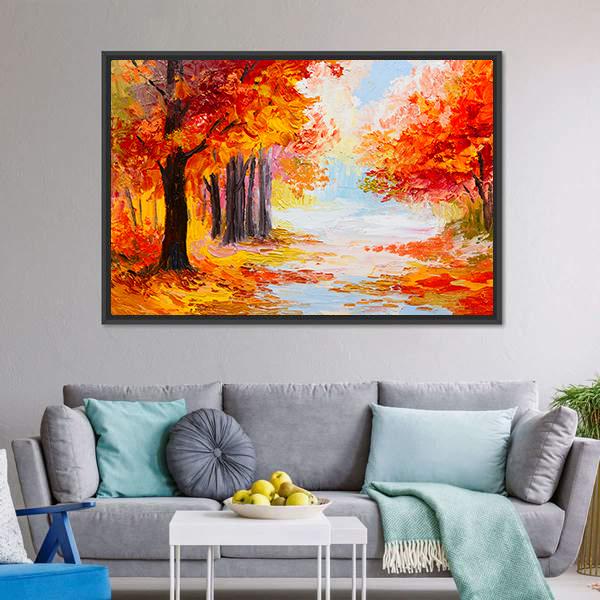 Abstract Autumn Forest Canvas Wall Art-3 Horizontal-Gallery Wrap-25&quot; x 16&quot;-Tiaracle