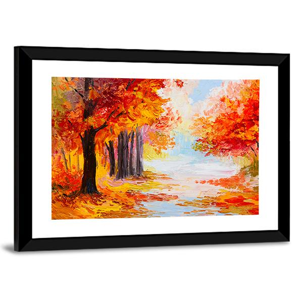 Abstract Autumn Forest Canvas Wall Art-3 Horizontal-Gallery Wrap-25&quot; x 16&quot;-Tiaracle