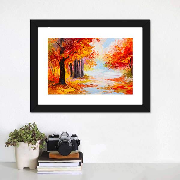 Abstract Autumn Forest Canvas Wall Art-3 Horizontal-Gallery Wrap-25&quot; x 16&quot;-Tiaracle